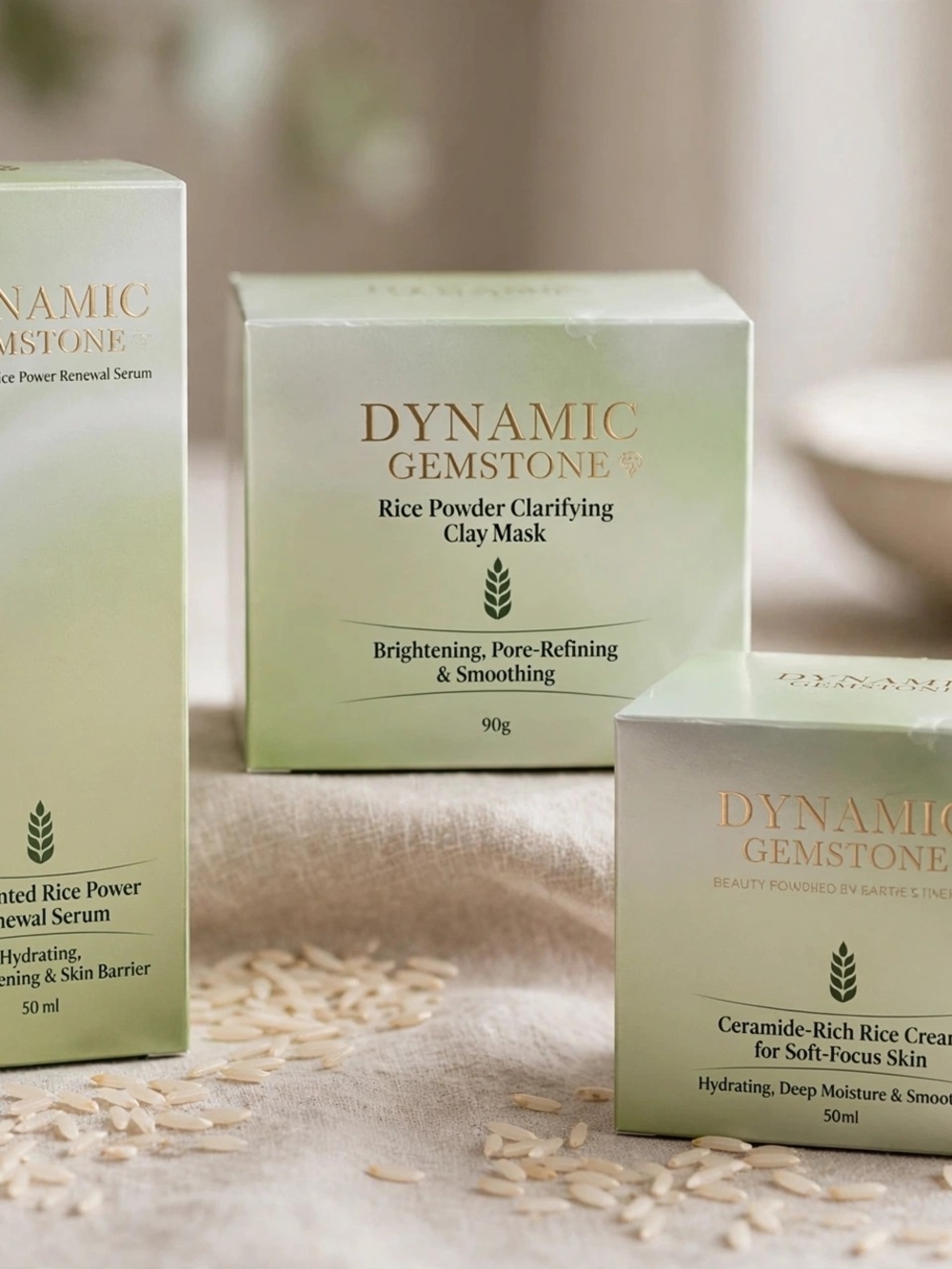 Dynamic Gemstone Rice Powder Clarifying Clay Mask — Green